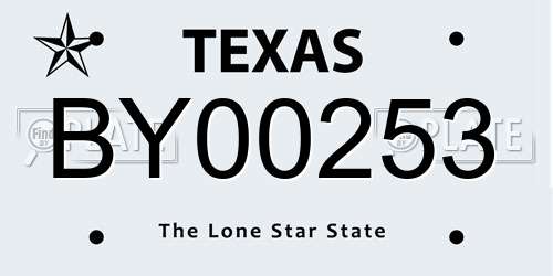 BY00253 Texas License Plate