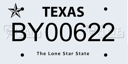 BY00622 Texas License Plate