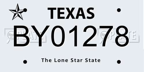BY01278 Texas License Plate