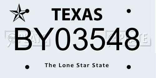 BY03548 Texas License Plate