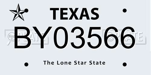 BY03566 Texas License Plate