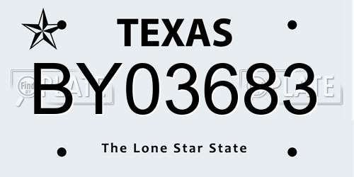 BY03683 Texas License Plate