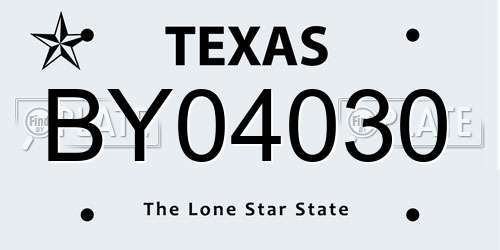 BY04030 Texas License Plate