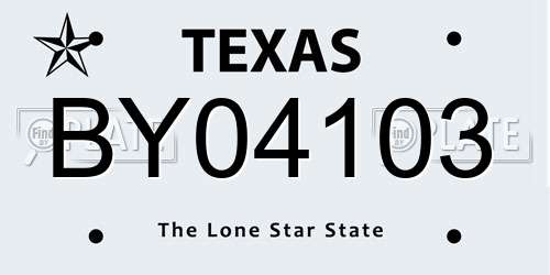 BY04103 Texas License Plate