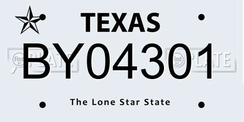 BY04301 Texas License Plate