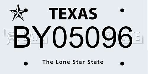 BY05096 Texas License Plate