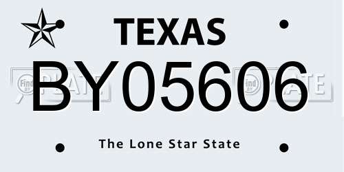 BY05606 Texas License Plate