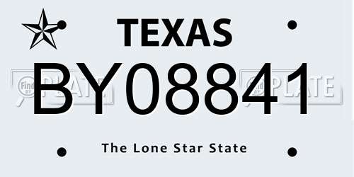 BY08841 Texas License Plate