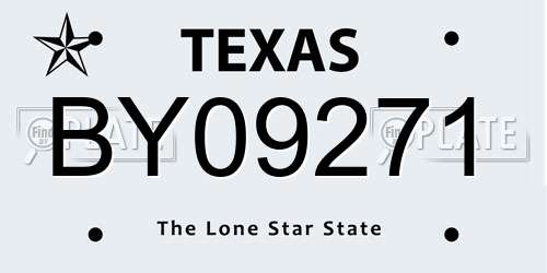 BY09271 Texas License Plate