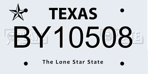 BY10508 Texas License Plate