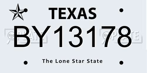 BY13178 Texas License Plate