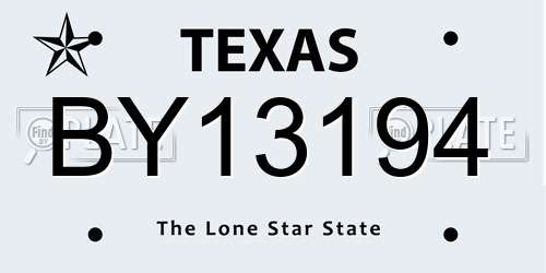 BY13194 Texas License Plate