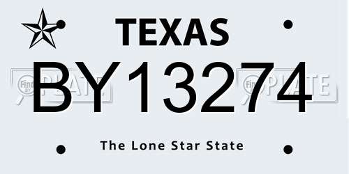 BY13274 Texas License Plate