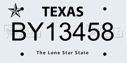 BY13458 Texas License Plate