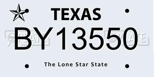 BY13550 Texas License Plate