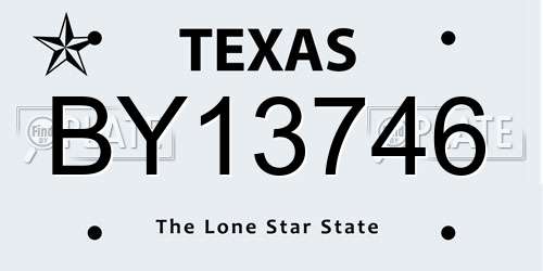 BY13746 Texas License Plate