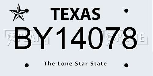 BY14078 Texas License Plate
