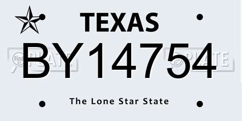 BY14754 Texas License Plate