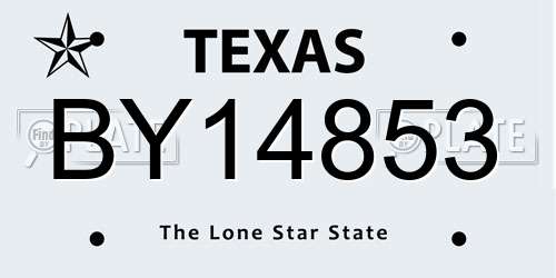 BY14853 Texas License Plate