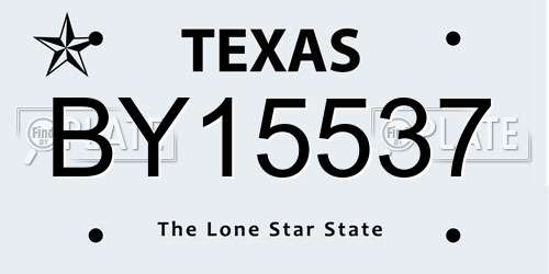 BY15537 Texas License Plate