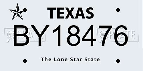 BY18476 Texas License Plate