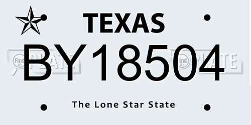 BY18504 Texas License Plate