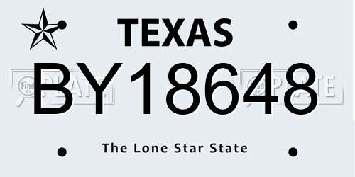 BY18648 Texas License Plate