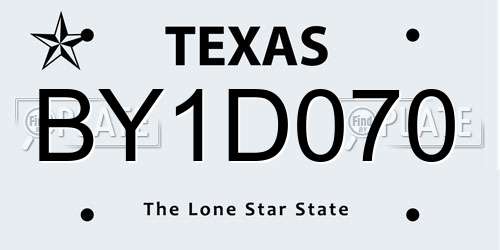 BY1D070 Texas License Plate
