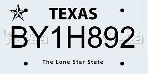BY1H892 Texas License Plate
