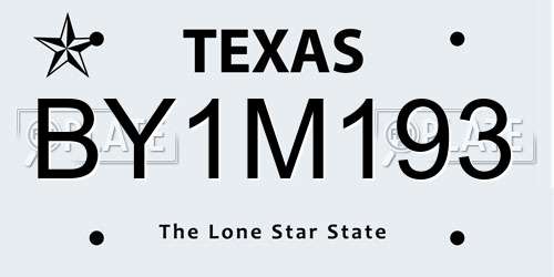 BY1M193 Texas License Plate