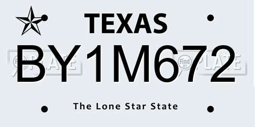 BY1M672 Texas License Plate