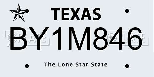 BY1M846 Texas License Plate