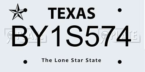 BY1S574 Texas License Plate