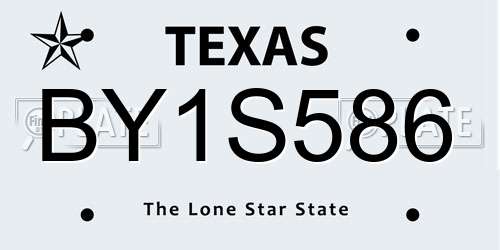 BY1S586 Texas License Plate