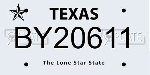 BY20611 Texas License Plate