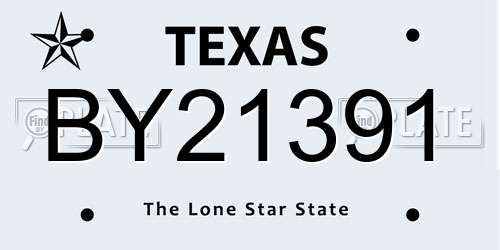 BY21391 Texas License Plate