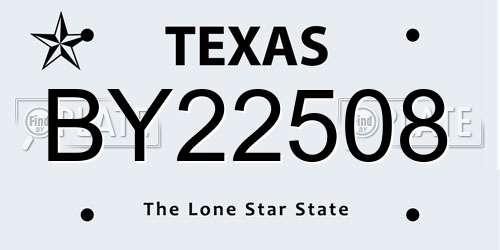 BY22508 Texas License Plate