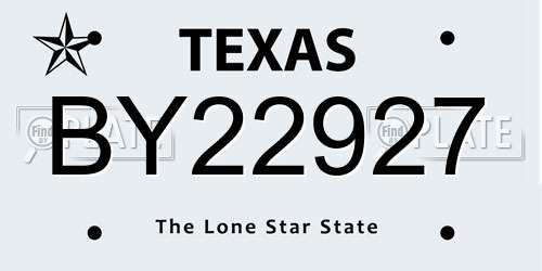 BY22927 Texas License Plate