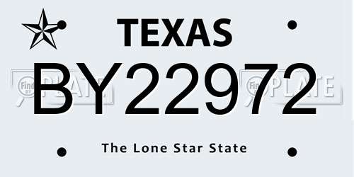BY22972 Texas License Plate