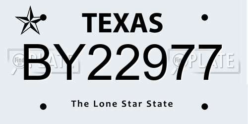 BY22977 Texas License Plate