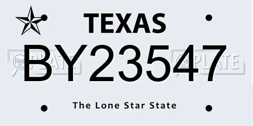 BY23547 Texas License Plate