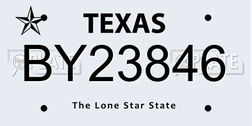 BY23846 Texas License Plate