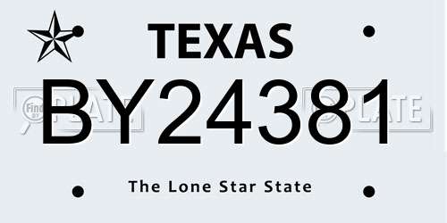 BY24381 Texas License Plate