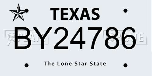 BY24786 Texas License Plate