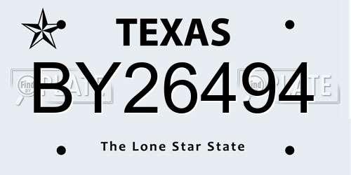 BY26494 Texas License Plate
