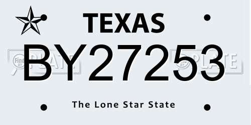 BY27253 Texas License Plate