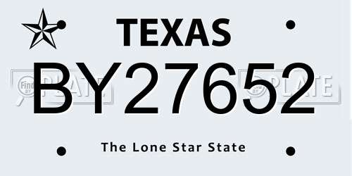 BY27652 Texas License Plate