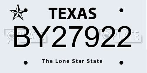 BY27922 Texas License Plate