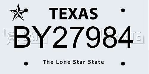 BY27984 Texas License Plate