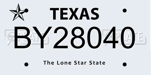 BY28040 Texas License Plate